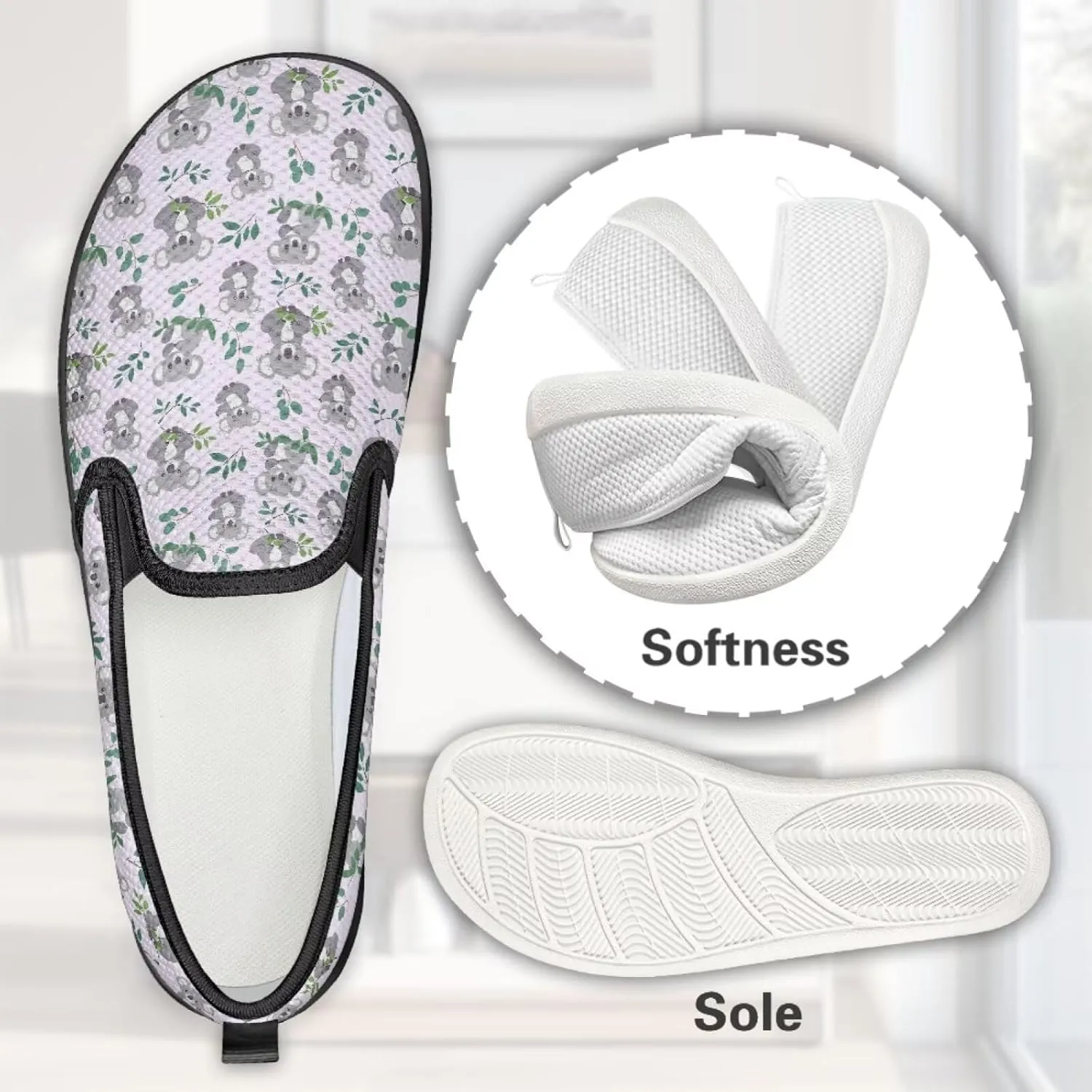 Womens Mesh Slip On Shoes Casual Breathable Low Top Flats Non-Slip Fashion Comfort Walking Work Loafers
