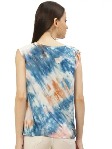 Women's Multicolor Short Sleeve Tie-Dye Top
