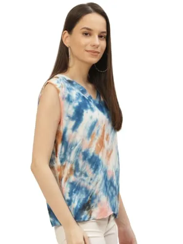 Women's Multicolor Short Sleeve Tie-Dye Top