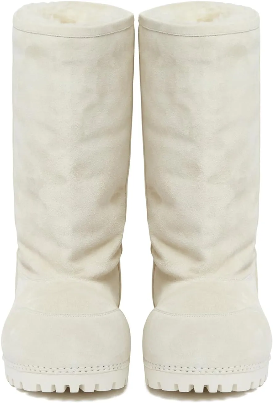 Women's Platform Snow Boots Suede Fur Hippy Mid Calf Winter Boots Classic Slip On Comfortable High Boots Chunky Trending Shoes