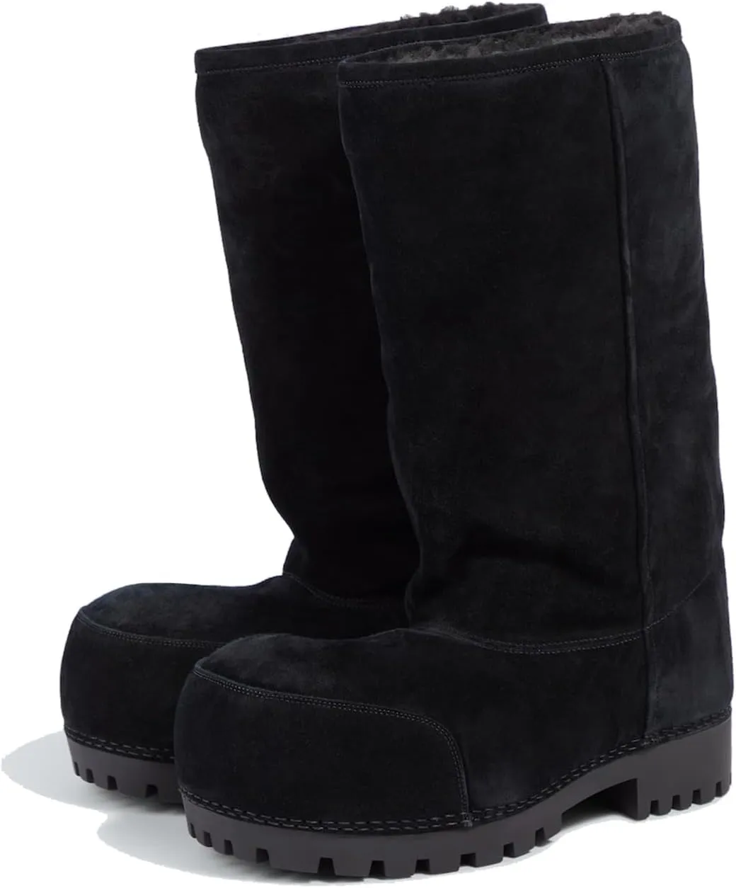 Women's Platform Snow Boots Suede Fur Hippy Mid Calf Winter Boots Classic Slip On Comfortable High Boots Chunky Trending Shoes