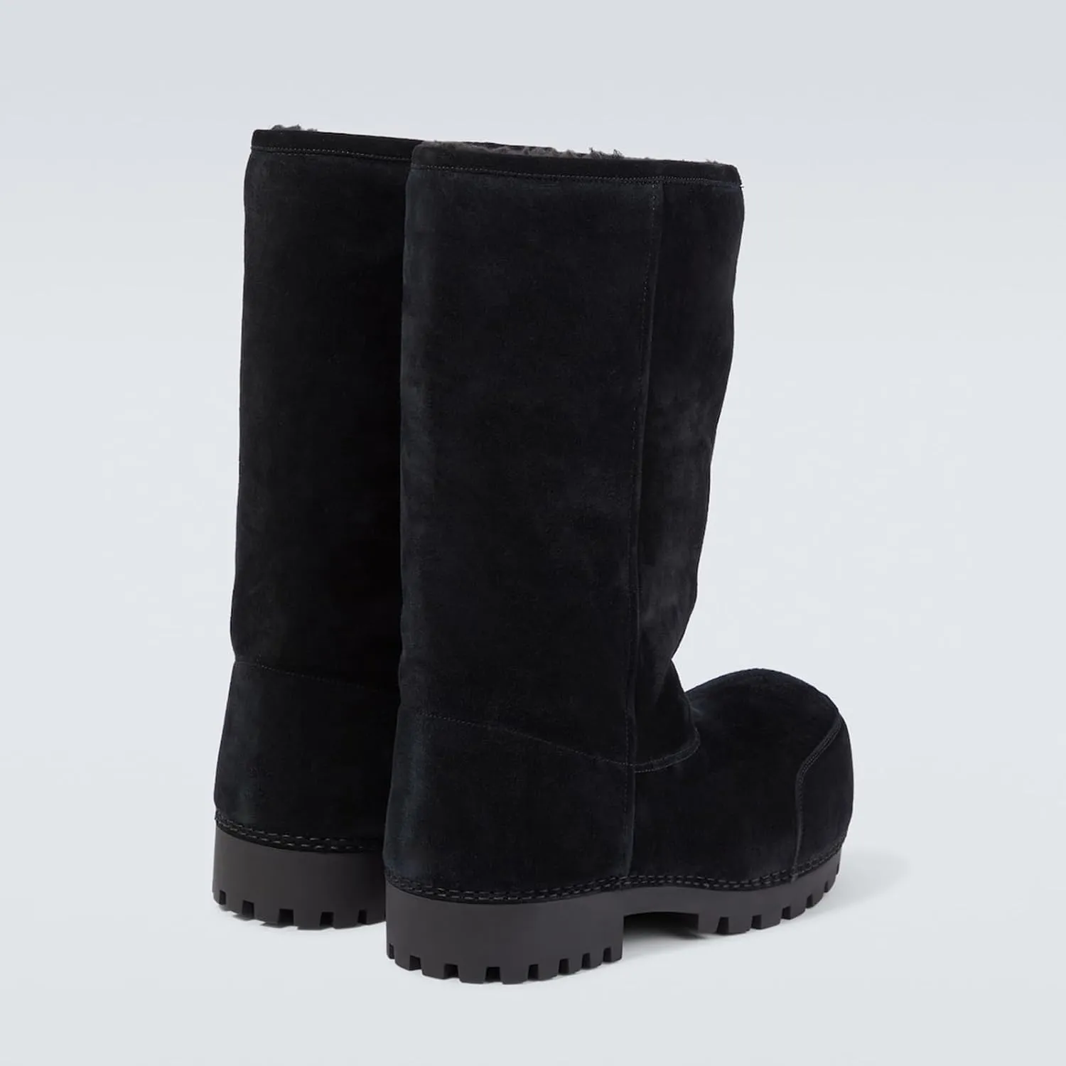 Women's Platform Snow Boots Suede Fur Hippy Mid Calf Winter Boots Classic Slip On Comfortable High Boots Chunky Trending Shoes