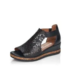 Womens Rieker Wedge Sandal with Covered Heel D3056-01 Black