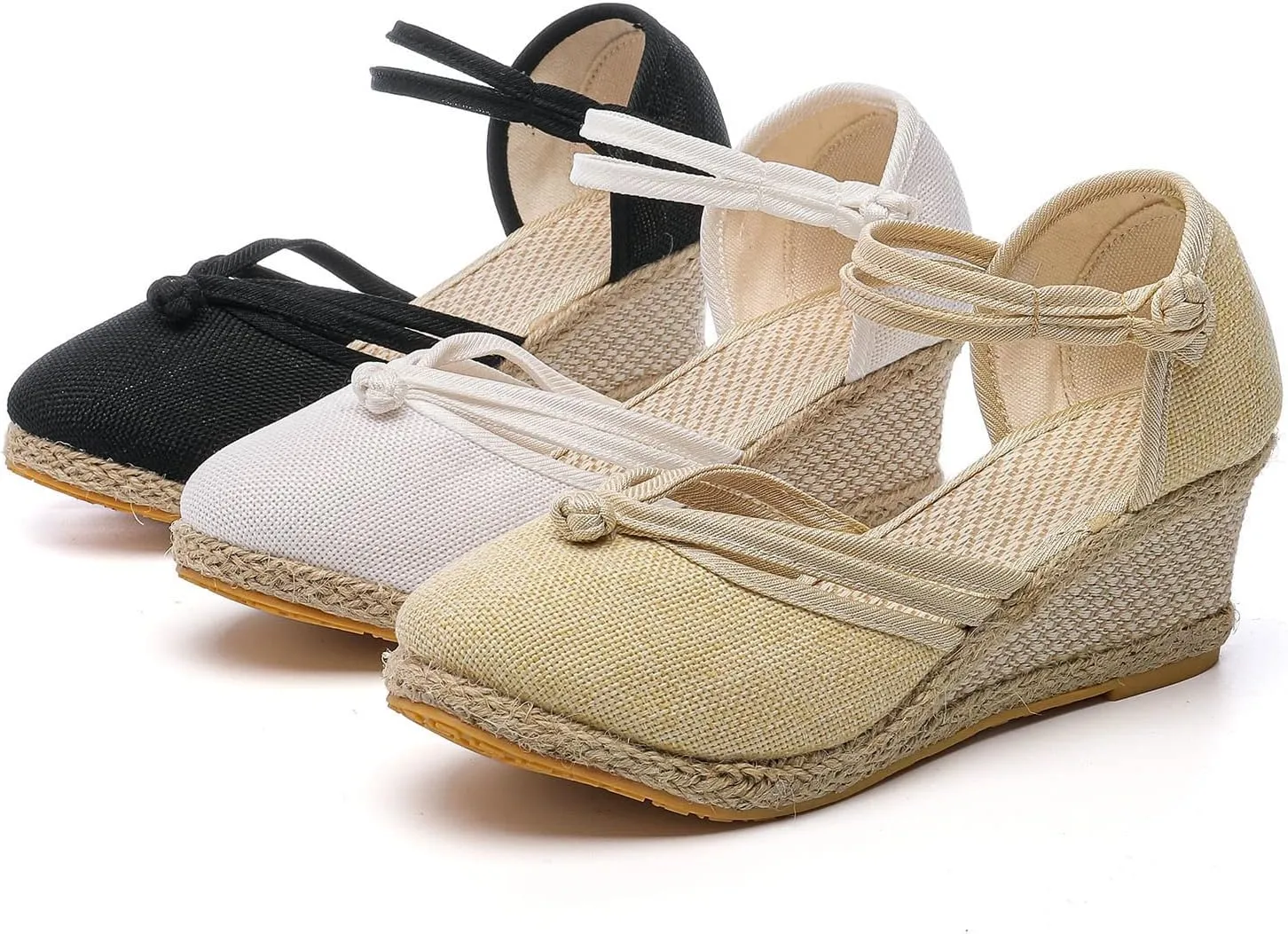 Womenyiaor Sandals for Women Dressy Summer, Women's Ankle Strap Closed Toe Espadrille Wedge Sandals Dressy Platform Wedge Sandals Casual Shoes (a-White, 9)