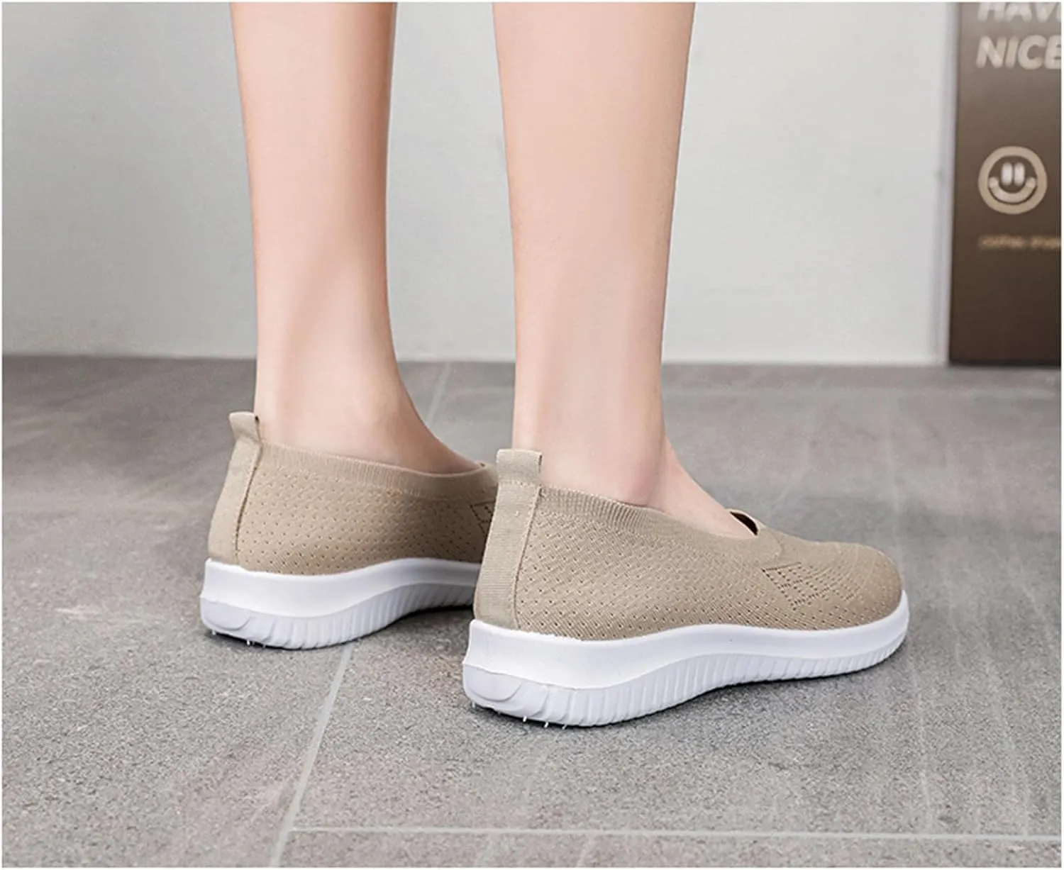 ZWRXW Sneakers for Women Walking Shoes Slip On Sneakers Non Slip Walking Breathable Mesh Work Casual Lightweight Tennis Workout Shoes Orthopedic Breathable Soft Shoe